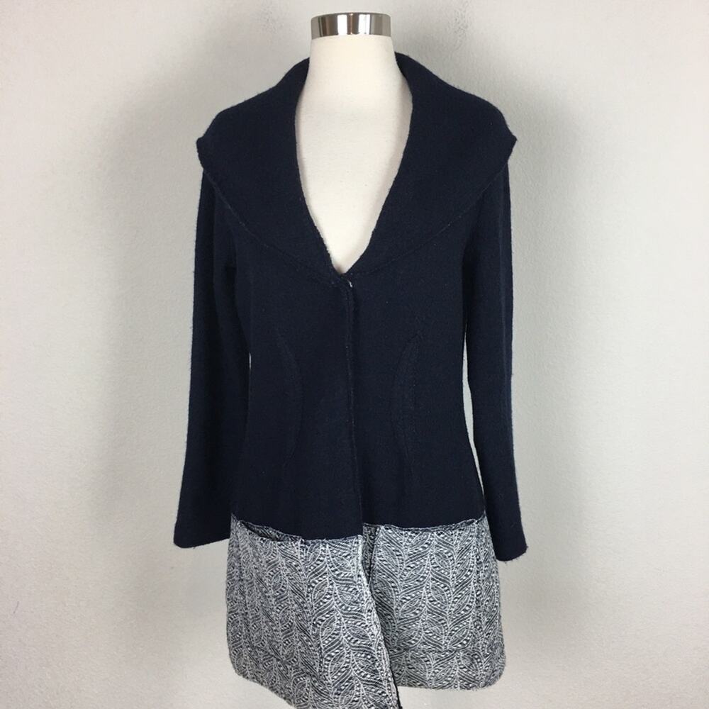 Angel of the North Black Wool Mixed Media Cardigan Small
